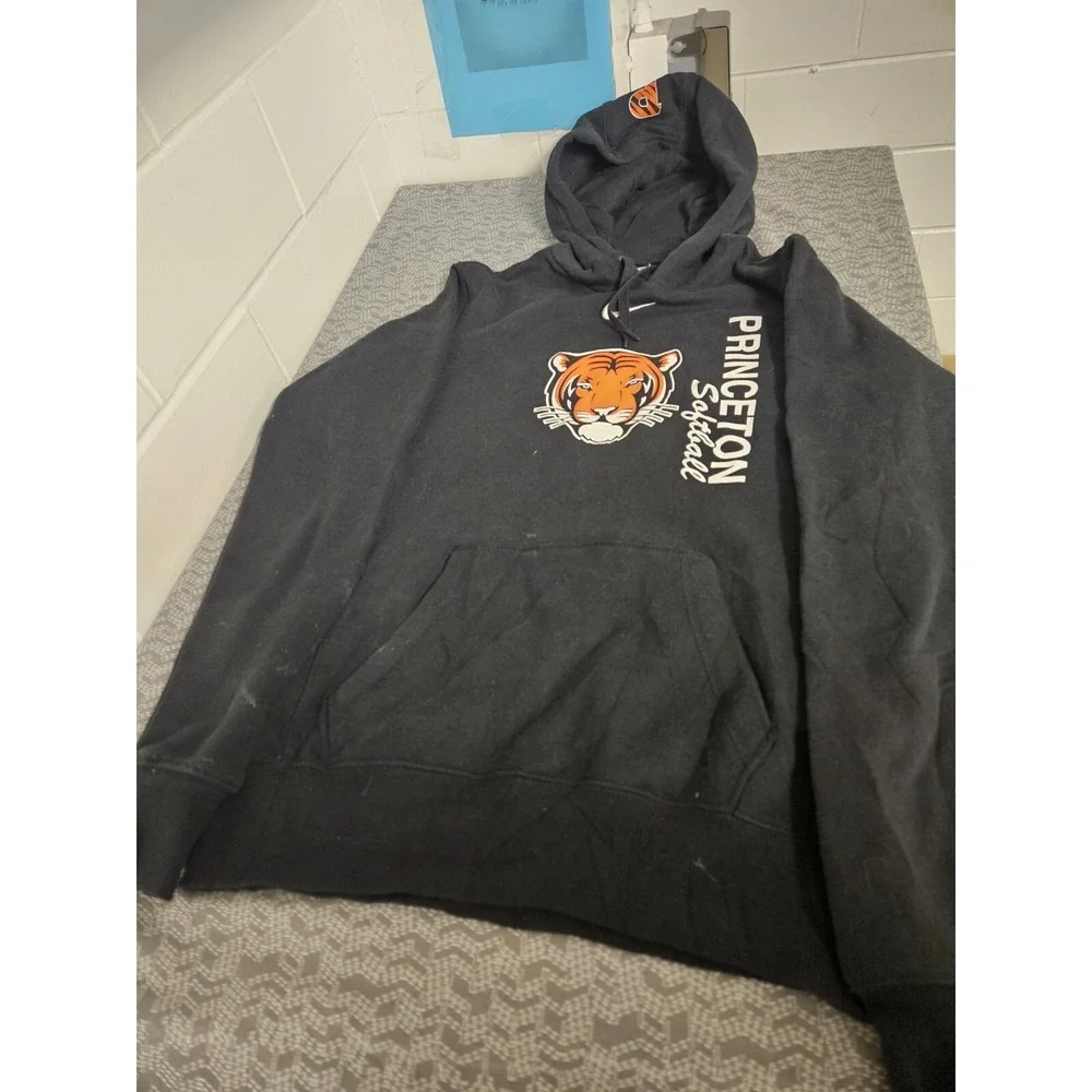Vtg Nike Princeton Tigers‎ Sweatshirt Mens Small Black Center Swoosh Hoodie